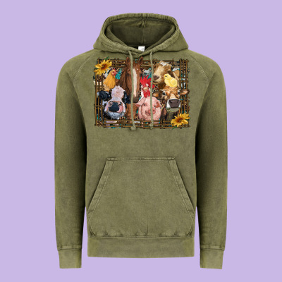 Western Farm Animals Vintage Hoodie Designed By Ranaportraitstore