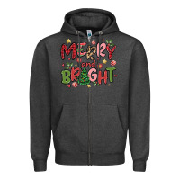 Charcoal Heather merry and bright Zipper Hoodie - MaliasSmallBusiness