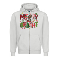 Dove Grey merry and bright Zipper Hoodie - MaliasSmallBusiness