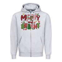 Heather Grey merry and bright Zipper Hoodie - MaliasSmallBusiness