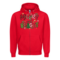 Red merry and bright Zipper Hoodie - MaliasSmallBusiness