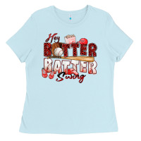 Baby Blue hey batter batter swing baseball Ladies Tee - Zillion Design Studio