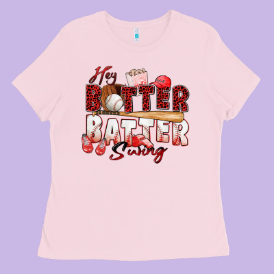 Hey Batter Batter Swing Baseball Ladies Tee Designed By Zillion Design Studio