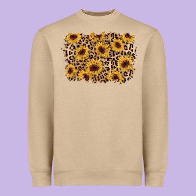 Sunflower Leopard Background Heavyweight Sweatshirt Designed By Adodesignshop