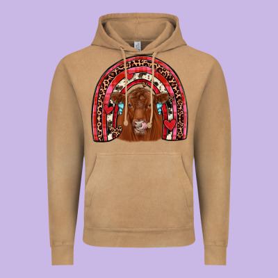 Valentines Red Angus Rainbow Vintage Hoodie Designed By Jahusdesignshop