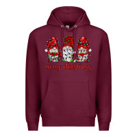 Burgundy merry christmas gnome with christmas lights Premium Hoodie - JahusDesignShop