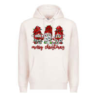 Pale Pink merry christmas gnome with christmas lights Premium Hoodie - JahusDesignShop