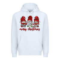 White merry christmas gnome with christmas lights Premium Hoodie - JahusDesignShop