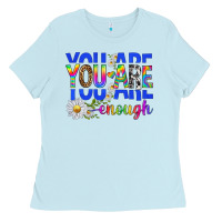 Baby Blue you are enough with daisies Ladies Tee - texasbilliewilder