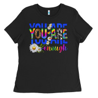 Black you are enough with daisies Ladies Tee - texasbilliewilder