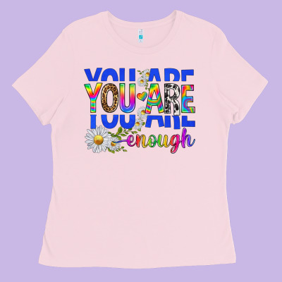 Ladies Tee you are enough with daisies