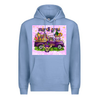 Colony Blue Mardi Gras with gnomes Premium Hoodie - NancyCooperArtShop