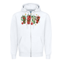 White Christmas cups Zipper Hoodie - MaliasSmallBusiness