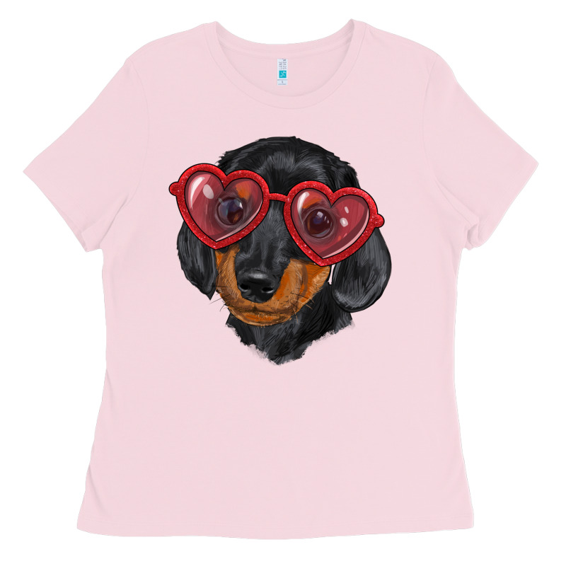Dachshund With Love Glasses Ladies Tee by RanaPortraitStore | Teevron