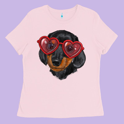 Ladies Tee Dachshund with love glasses