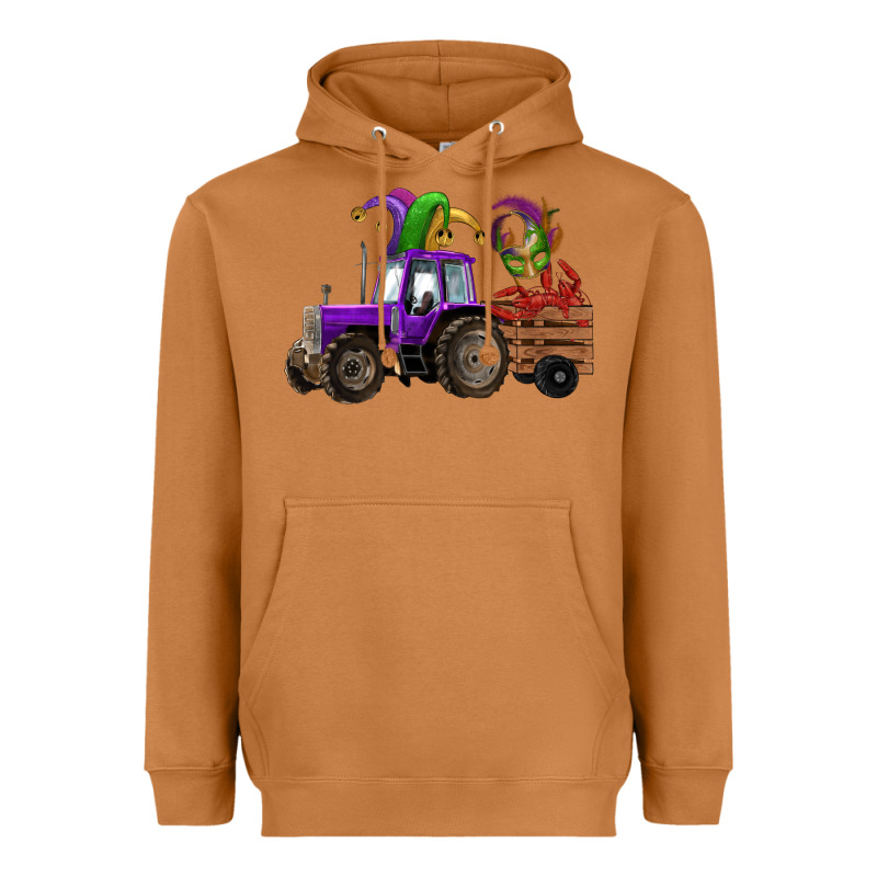 Mardi Gras Mask Crawfish Farm Tractor Heavyweight Hoodie by RanaPortraitStore | Teevron