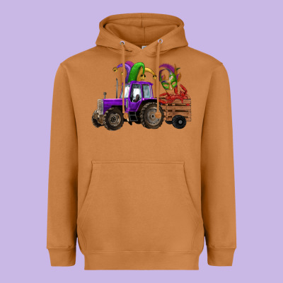 Mardi Gras Mask Crawfish Farm Tractor Heavyweight Hoodie Designed By Ranaportraitstore