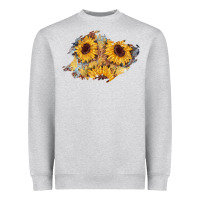 Heather Grey sunflower glitter leather patch Heavyweight Sweatshirt - AdoDesignShop