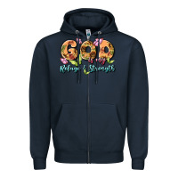 Navy god is my refuge and strength Zipper Hoodie - MaliasSmallBusiness