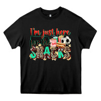 Black i'm just here for the snacks soccer Heavy Core Tee - Zillion Design Studio