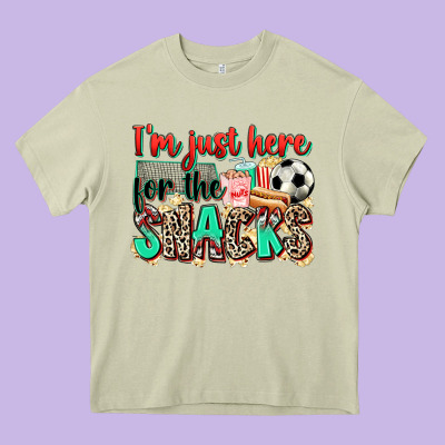 I'm Just Here For The Snacks Soccer Heavy Core Tee Designed By Zillion Design Studio