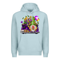 Blue Mist Mardi Gras gnome on the truck Premium Hoodie - NancyCooperArtShop