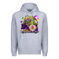 Heather Grey Mardi Gras gnome on the truck Premium Hoodie - NancyCooperArtShop