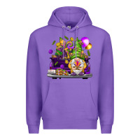 Purple Mardi Gras gnome on the truck Premium Hoodie - NancyCooperArtShop