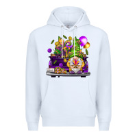 White Mardi Gras gnome on the truck Premium Hoodie - NancyCooperArtShop