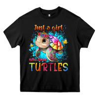 Black just a girl who loves turtles Heavy Core Tee - texasbilliewilder