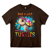 Chocolate Brown just a girl who loves turtles Heavy Core Tee - texasbilliewilder