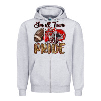 Heather Grey small town big pride red Zipper Hoodie - MaliasSmallBusiness