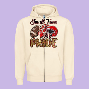 Small Town Big Pride Red Zipper Hoodie Designed By Maliassmallbusiness