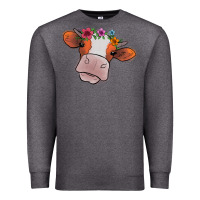 Charcoal Heather Cow With Flowers Premium Sweatshirt - Bettercallsaul