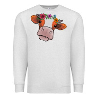 Oatmeal Heather Cow With Flowers Premium Sweatshirt - Bettercallsaul