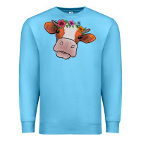 Ocean Blue Cow With Flowers Premium Sweatshirt - Bettercallsaul