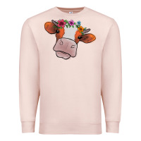 Pale Pink Cow With Flowers Premium Sweatshirt - Bettercallsaul