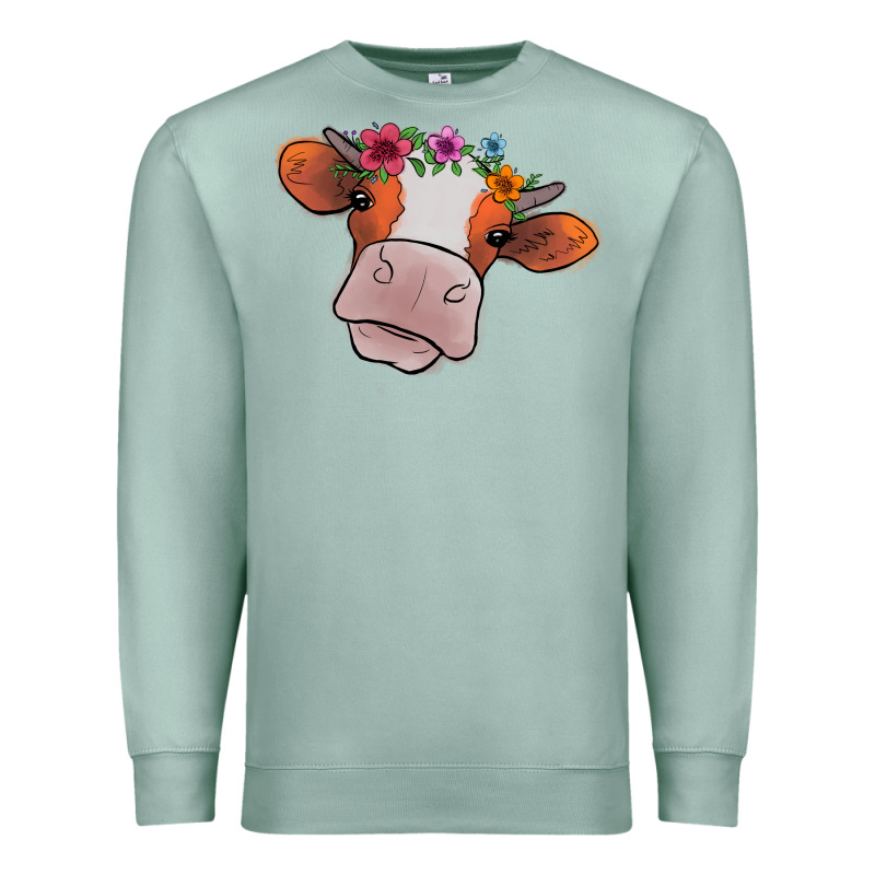 Cow With Flowers Premium Sweatshirt by Bettercallsaul | Teevron