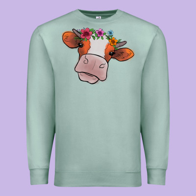 Cow With Flowers Premium Sweatshirt Designed By Bettercallsaul