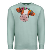 Seafoam Cow With Flowers Premium Sweatshirt - Bettercallsaul