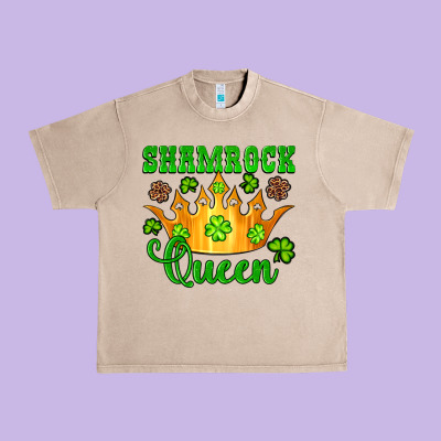 Shamrock Queen Crown Leopard Glitter Urban Heavy Tee Designed By Artiststas