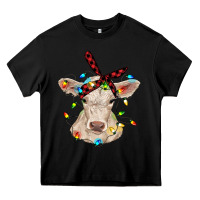 Black charolais calf with christmas lights baby cow Heavy Core Tee - RanaPortraitStore