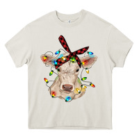 Cream charolais calf with christmas lights baby cow Heavy Core Tee - RanaPortraitStore
