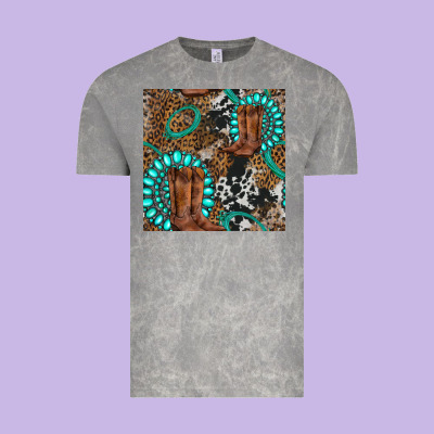 Cowboy Boot And Gemstone Vintage Tee Designed By Bundleandbundleshop