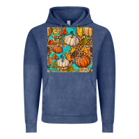 Vintage Denim fall pumpkin seamless pattern Vintage Hoodie - BundleAndBundleShop