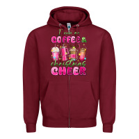 Burgundy i run on coffee and christmas cheer Zipper Hoodie - MaliasSmallBusiness