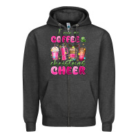 Charcoal Heather i run on coffee and christmas cheer Zipper Hoodie - MaliasSmallBusiness