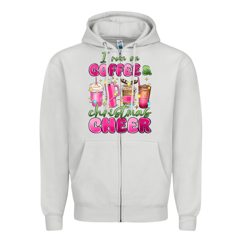 I Run On Coffee And Christmas Cheer Zipper Hoodie by MaliasSmallBusiness | Teevron