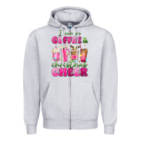 Heather Grey i run on coffee and christmas cheer Zipper Hoodie - MaliasSmallBusiness