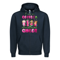 Navy i run on coffee and christmas cheer Zipper Hoodie - MaliasSmallBusiness